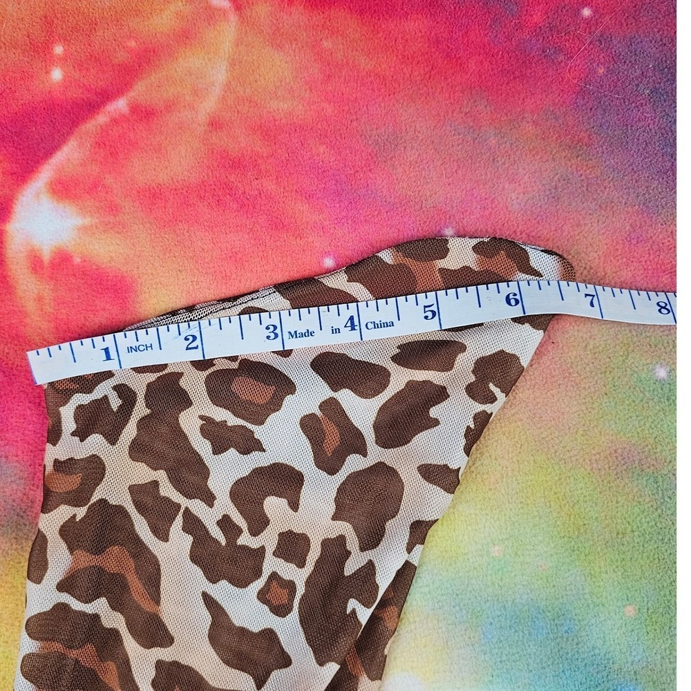 Leopard Mesh Skirt and Bell Arm‎ Sleeves Women Medium Brown Race Festival - Picture 6 of 7